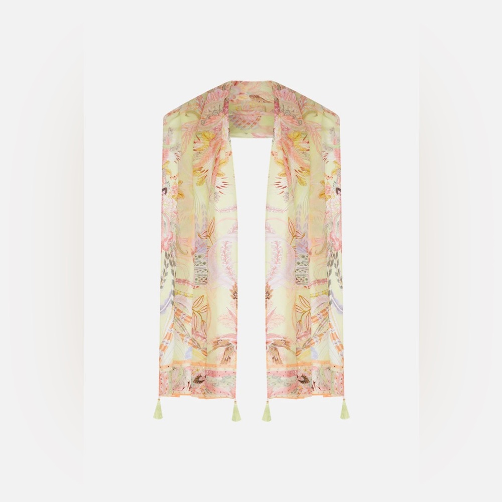 Camilla “Cosmic Tuscan” floral pastel boho hippie scarf shawl top belt headwrsp